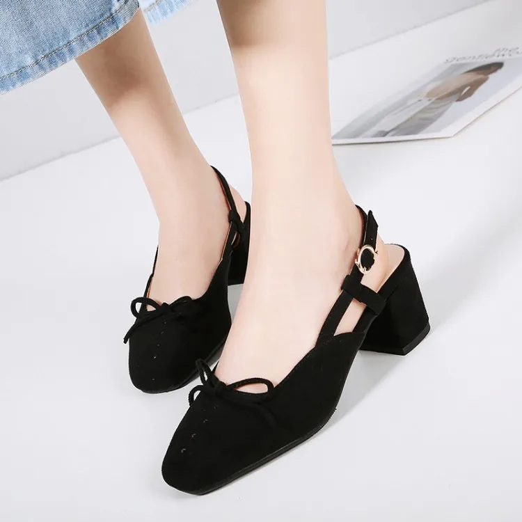 

Big Size 11 12 13high heels sandals women shoes woman summer ladies Sweet square-headed buckled fashion sandals with thick heels