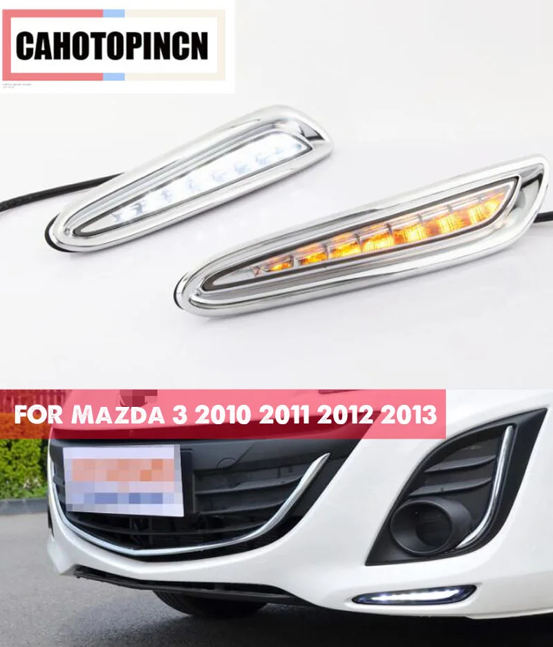 

DRL For Mazda 3 Mazda3 2010 2011 2012 2013 LED Daytime Running Lights Daylight fog lamp cover headlight with yellow turn signal