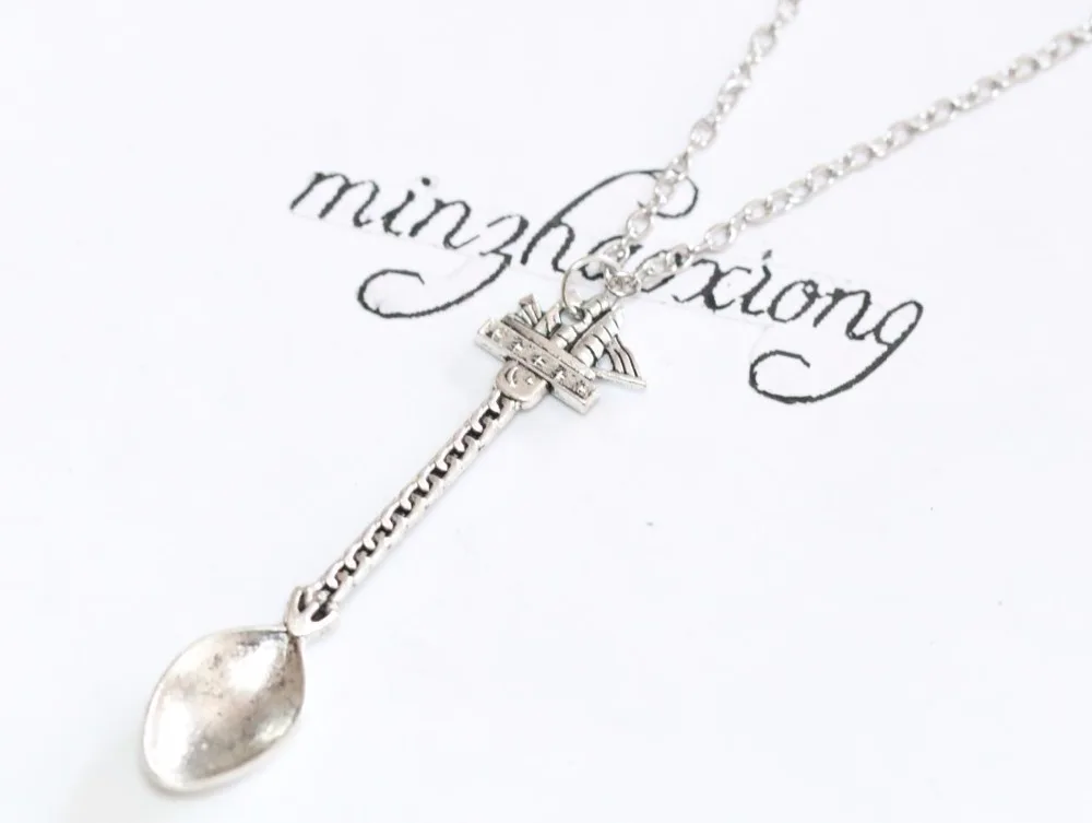 

Vintage Ship Alice Inspired Mini Tea Spoon Snuff Allsorts Pendant 18" Inch Chain Necklace