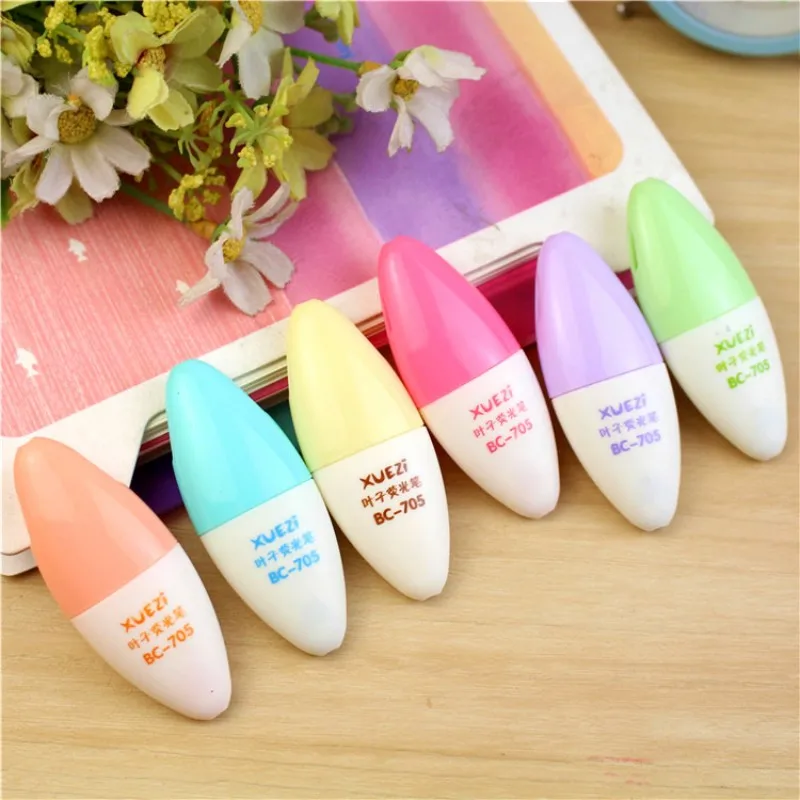 

6 pcs/lot Mini leaf Highlighter Cute 6 colors Animal Drawing Painting Art Marker Pen School writing supplies stationery gift