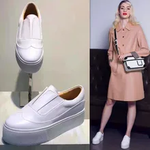 Летний Пояса из натуральной кожи женская обувь модные толстой подошве белые женские лоферы слипоны Zapatillas Mujer Повседневное дамские туфли на плоской подошве