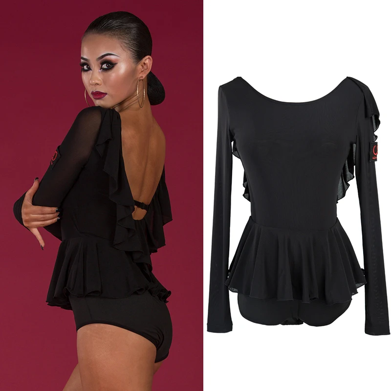 

Latin Dance Top Women Sexy Long Sleeve Backless Bodysuit Tango Salsa Cha Cha Rumba Samba Practice Leotard Dance Wear DQS1577