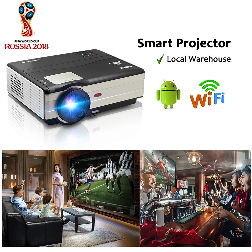 CAIWEI LCD font b Android b font WiFi Projector Digital LED Proyector Home Movie Theater Beamer