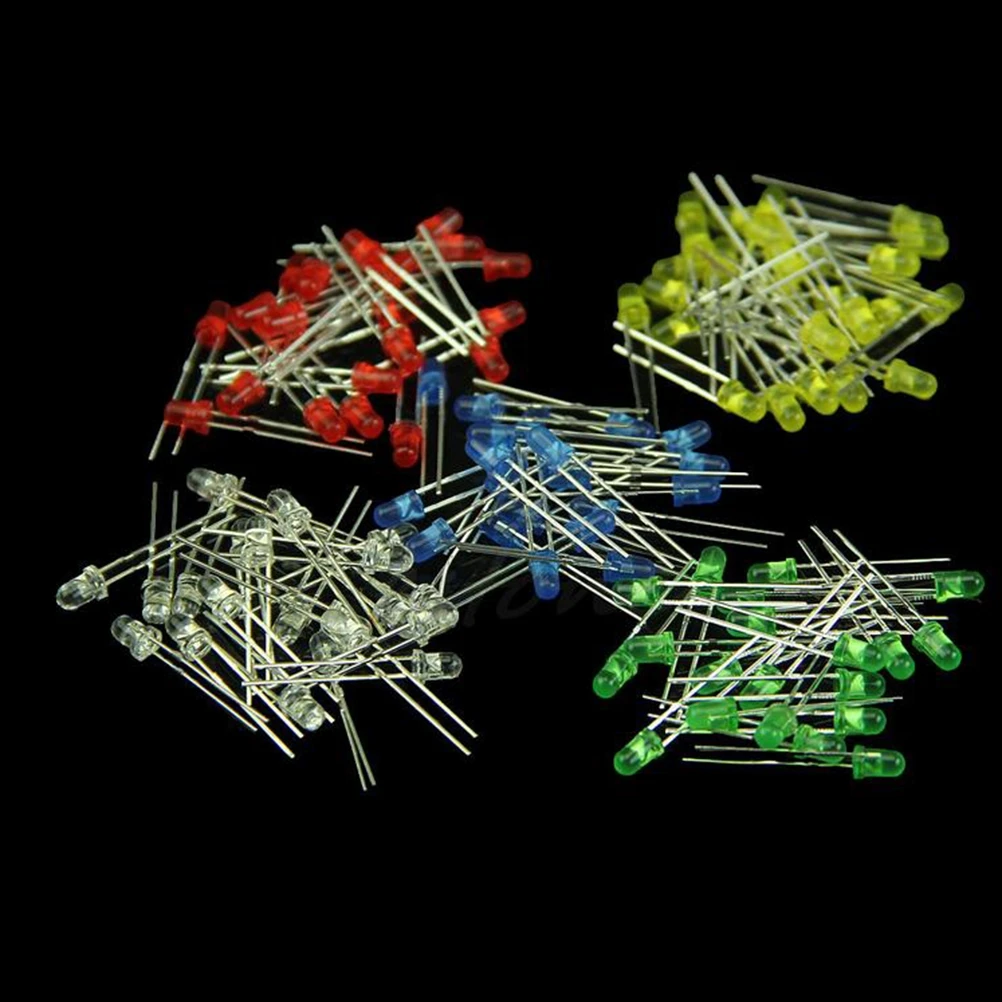 100 шт Горячая продажа Новый DTY 5 мм светодиодный свет рассеянный Ассорти светодиоды повышенной яркости 5 цветов оптом