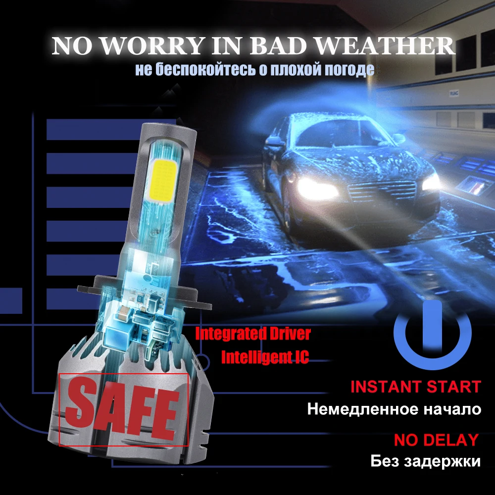 CZPVQ Car Headlight H4 LED H7 LED H11 LED 3000K 4300K 6500K 8000K H1 H3 H8 H9 9005 9006 880 881 LED Bulb Auto Fog Light Lamp 12V