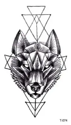 Водонепроницаемые временные татуировки наклейки с поддельными татуировками геометрический волк Собака треугольник татуировки стикер s