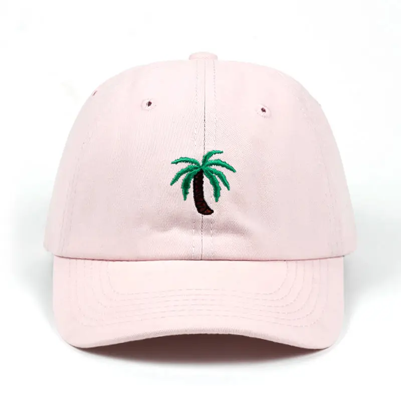 Новинка, бейсболки с вышивкой пальм, изогнутые шляпы для папы, бейсболки с кокосовыми деревьями, бейсболки в стиле хип-хоп, Регулируемая Кепка - Цвет: Розовый