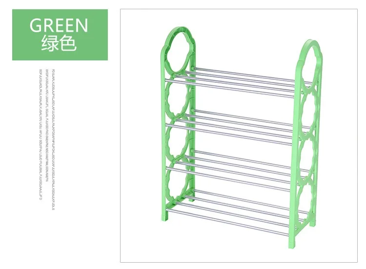 DIY четыре слоя железа простой обувной стеллаж многоцелевой обувной шкаф книги полки для игрушек растений полка для хранения Простой пластиковый обувной вешалка - Цвет: Светло-зеленый