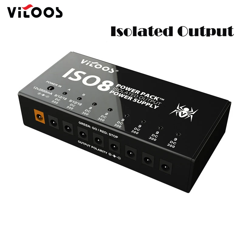 

Vitoos ISO8 Isolated Output Power Supply Mute Noise-reduction Portable Guitar Effects Pedals Power Supply with Multi Way