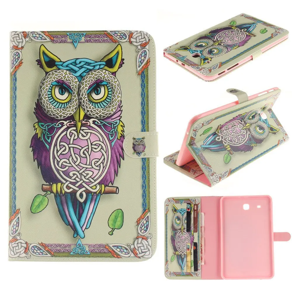 

Tab E 9.6 Inch T560 Cover Cute Owl Premium PU Leather Wallet Flip Case For Samsung Galaxy TAB E 9.6 SM-T560 T561 Tablet
