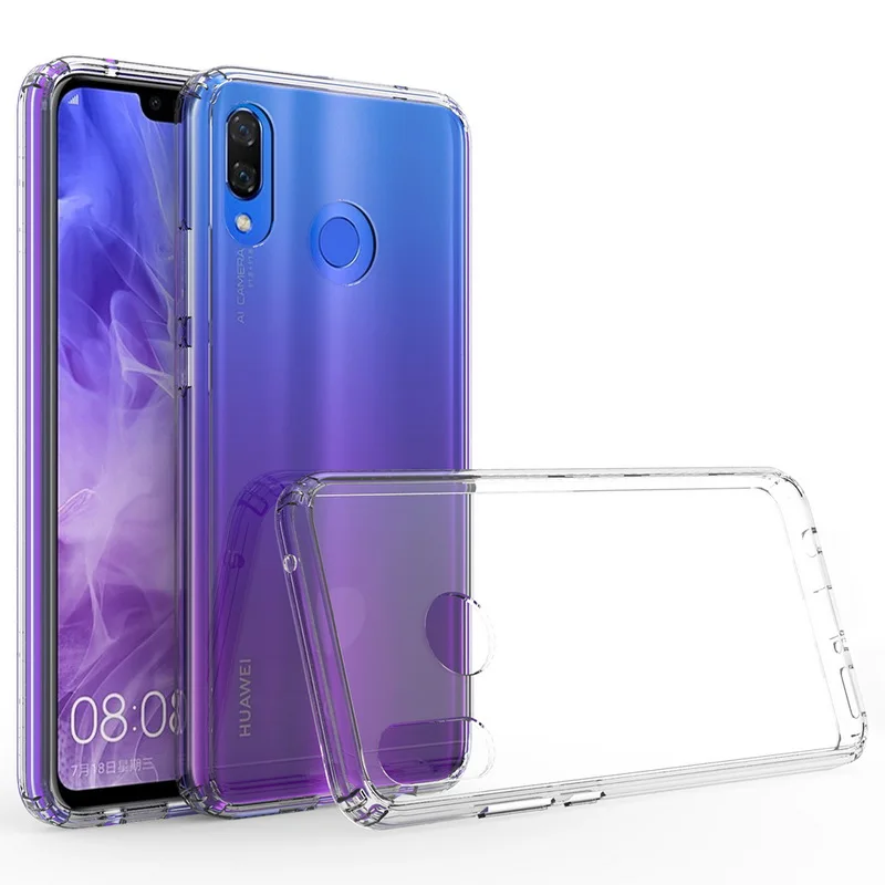 

For Huawei P Smart Plus Case PC Acrylic Clear Hybrid Phone Cover For Huawei PSmart plus + 6.3 INE-LX1 Transparent Crystal Case