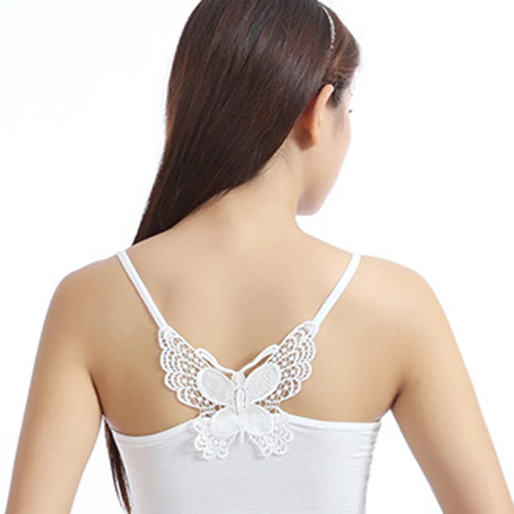 

Women New Fashion Hollow Out Camisole Girls Butterfly Embroidered Short Top Ladies Soft Simple Fashion Short Sling