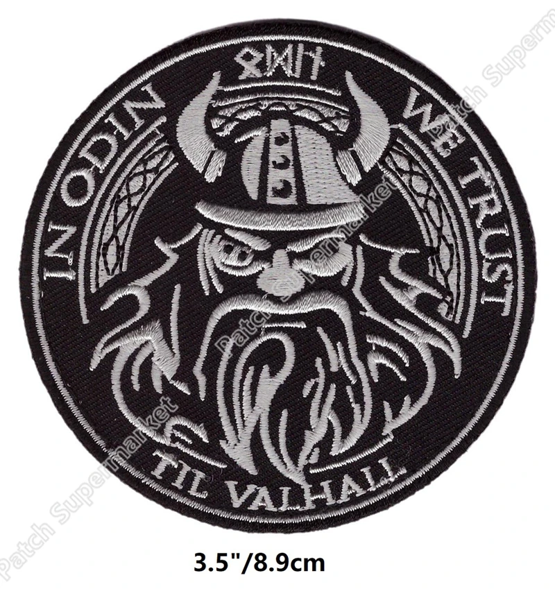 

IN ODIN WE TRUST VIKINGS VALHALLA IRON ON EMBROIDERED ICELANDIC NORSE RUNE FANCY badge for clothing goth clothes diy