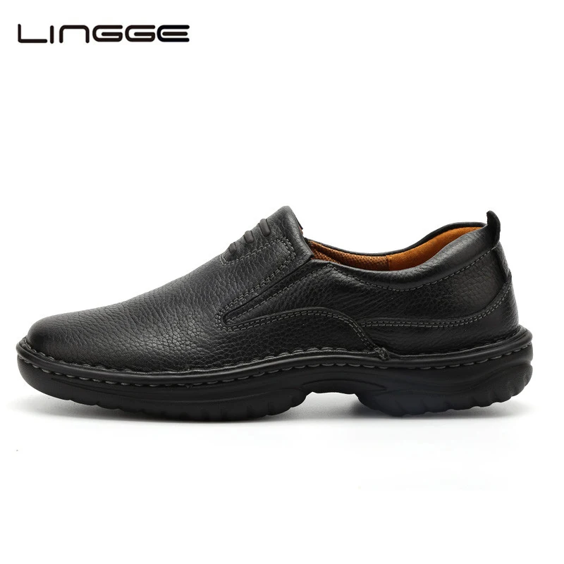 

LINGGE Mens Dress Shoes Full Grain Leather Official Formal Shoes Men's Leather Shoe Handmade Oxfords Light Moccasins #8802-8