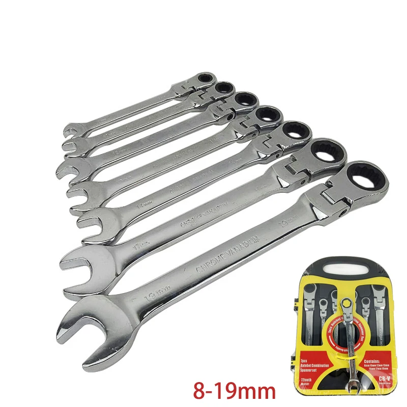 7pcs Wrench Combination Ratchet Wrench Gear Repair Set Hand Tools for
