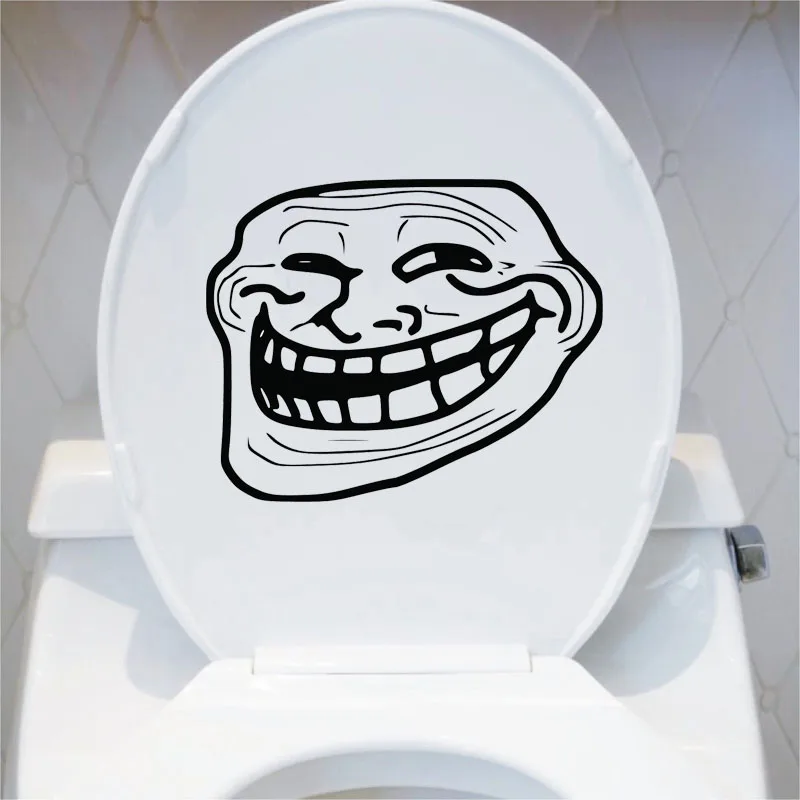 Adesivos engraçados do banheiro dos desenhos animados, Troll Face,  Acessórios De Decoração Do Banheiro, 4WS-0068