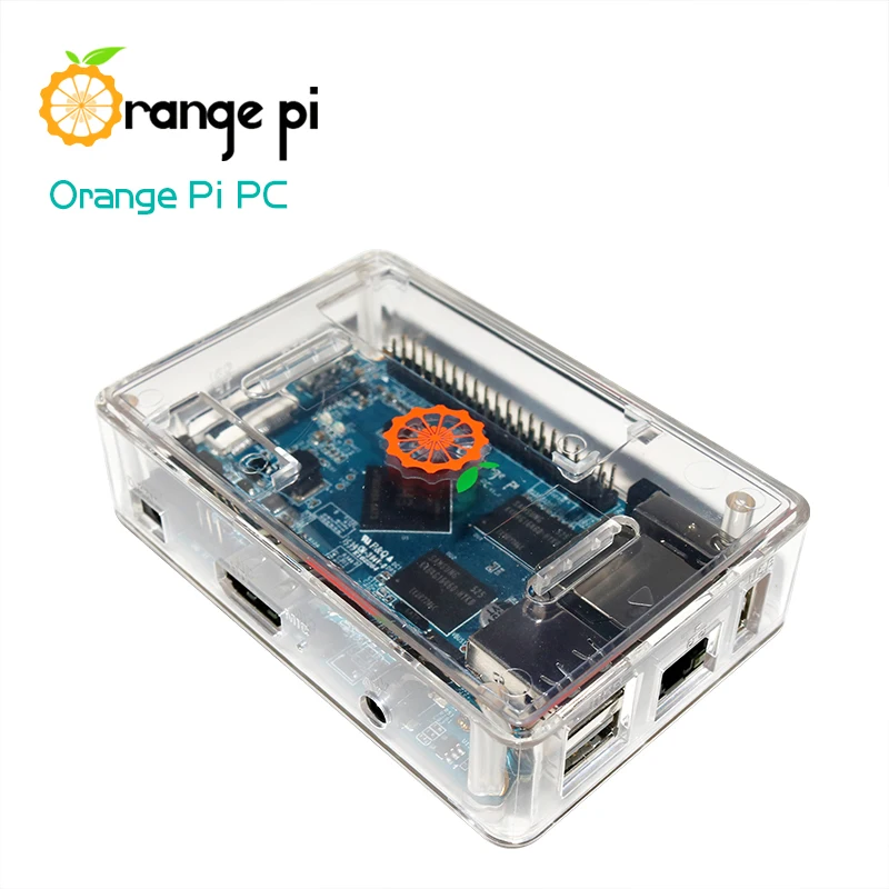 Оранжевый Pi PC SET5: оранжевый Pi PC+ прозрачный корпус ABS+ блок питания поддерживает Android, Ubuntu, Debian