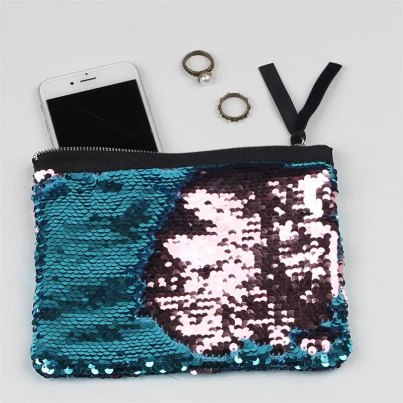 

New 2017 Fashion Sequins monederos mujer monedas Women Double Color Wallet Card Holder Coin Purse pouch bolsa feminina