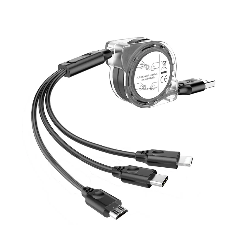 3 в 1 Выдвижной Micro USB Type C мульти зарядный кабель для iPhone X 6 7 8 XR Samsung S8 зарядка
