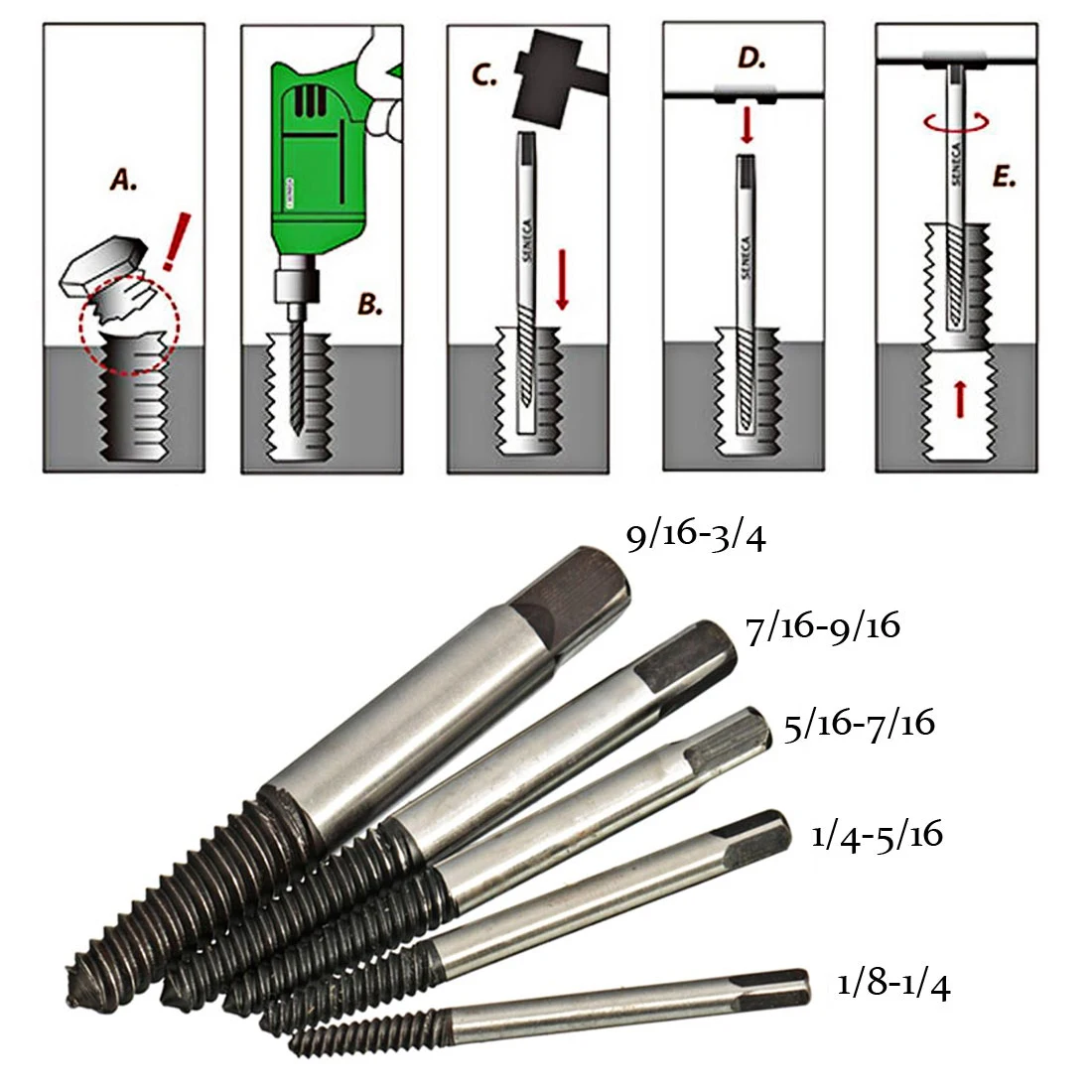US $3.08 25% OFF|5Pcs/set Screw Extractor Easy Out Set Drill Bit Set Guide ...