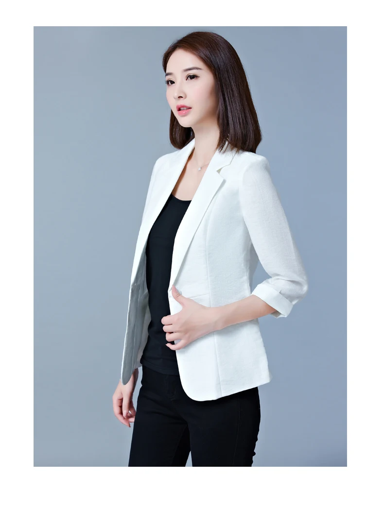 Осенняя Женская Повседневная OL одна кнопка Slim Fit Blazer Женская куртка черный/белый/розовый/синий офисная одежда Элегантная Леди 3/4 рукав