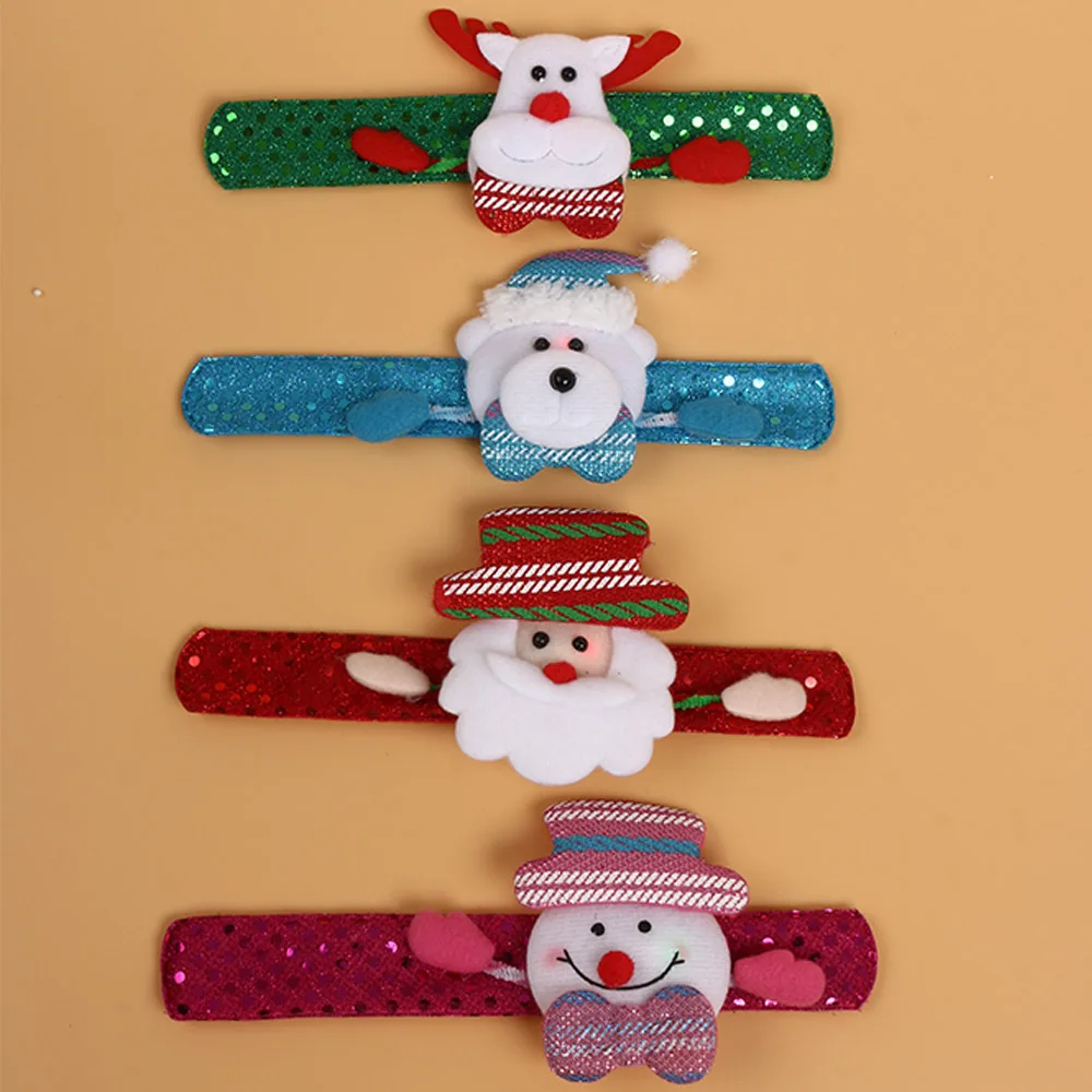 LED Light Glow Wrist Band Christmas Toy Circle Bracelet Santa Claus Snowman Deer