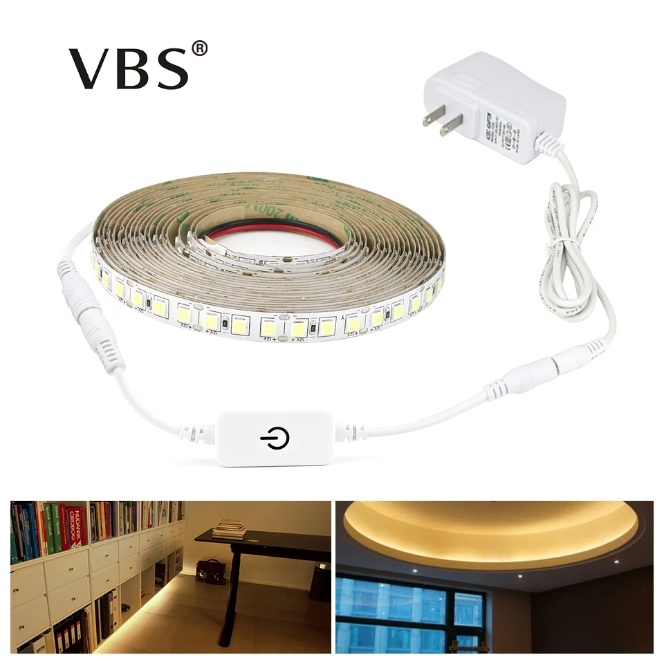 С регулируемой яркостью Светодиодные ленты 12V 4040 SMD Светодиодные ленты e 300 светодиодный 600 светодиодный сенсорный диммер переключатель 110 V-220 V 2A Питание для внутреннего Кухня светильник