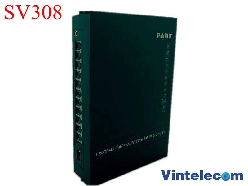 

China PBX factory VinTelecom SV308 PABX Telephone Switch System with 3 Lines / 8 Ext. for small office phone system solution