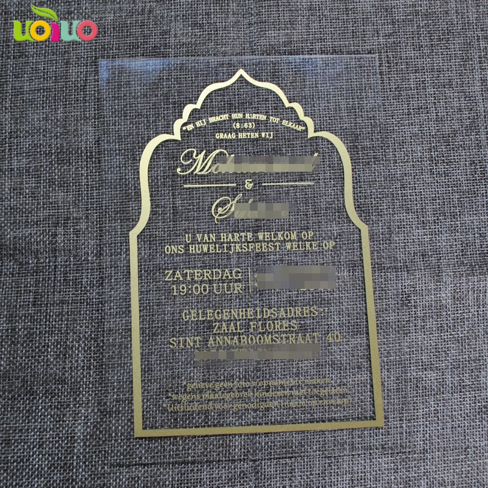 Cartes D'invitation Mariage En Plexiglas - Personnalisables - 12x17 Cm - Fabriqué En Allemagne