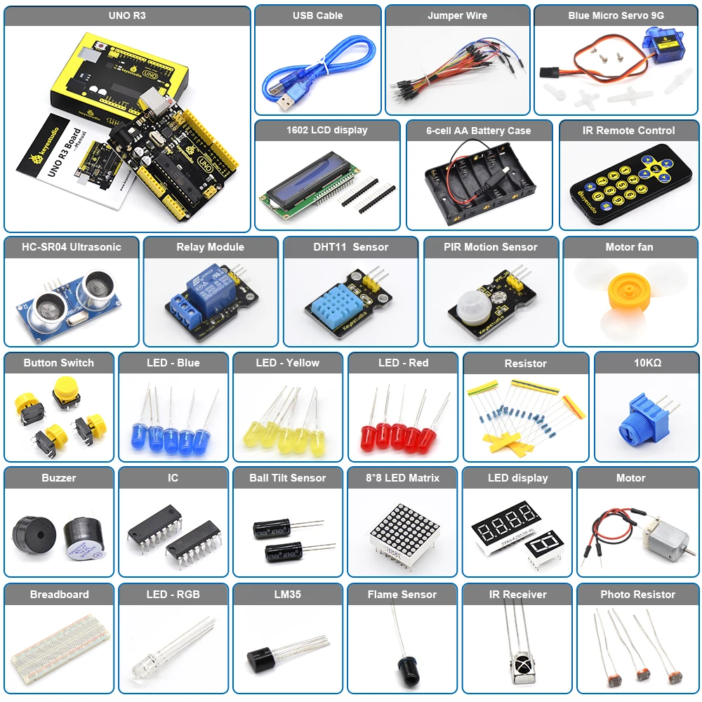 Новинка! Keyestudio базовый стартовый V2 комплект для Arduino UNOR3/Mega DIY проекты ж/Подарочная коробка