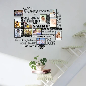 

DIY Family Photo Frame Decor Stickers French House Rules S'aime Vinyl Wall Decal Stickersl Art Mural House Decoration
