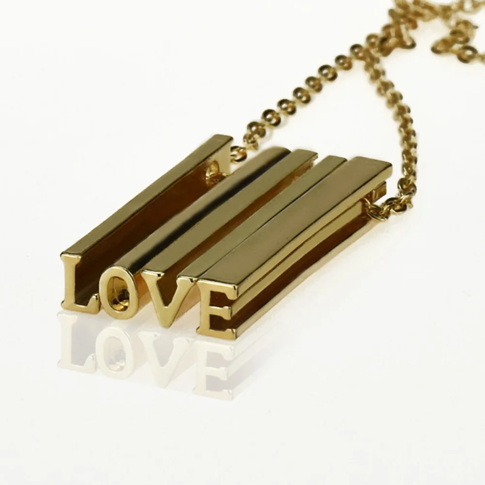 1Pc 2017 Newest 26 Letter3D Hidden Message Necklace with Long Bar