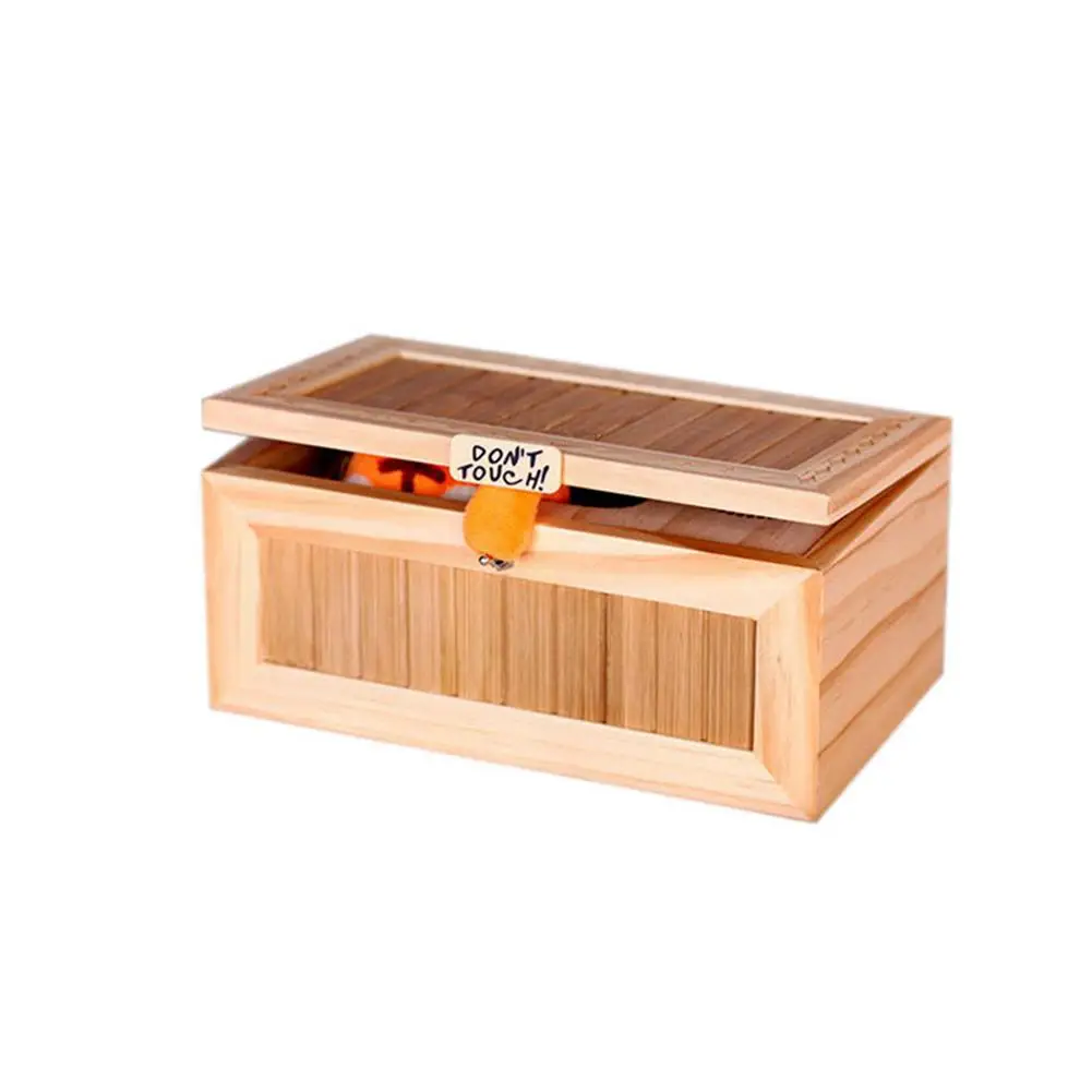 Beste Houten Nutteloos Doos Laat Me Alleen Box Meest Nutteloos Machine niet Touch Tijger Speelgoed Gift met Geluid Grappig Speelgoed