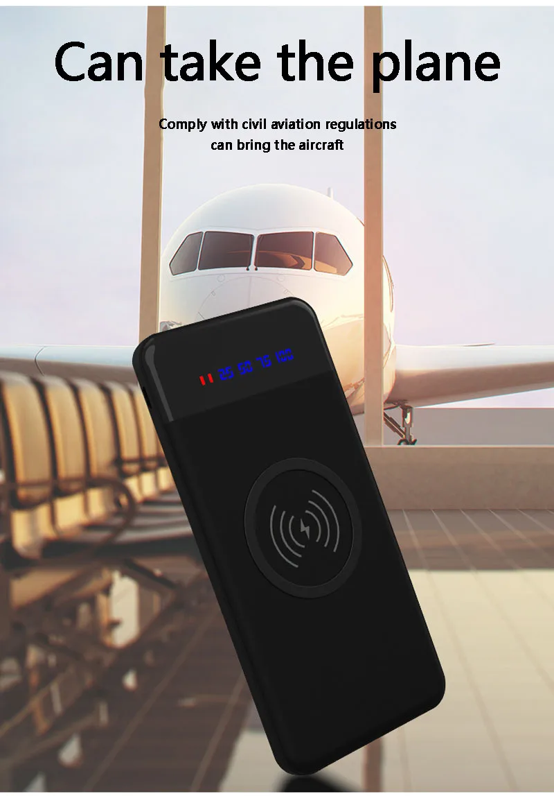  QI Wireless Charger Power Bank 1000mah + Digital Display 5V 2A 5W type C quick charger wireless Pow
