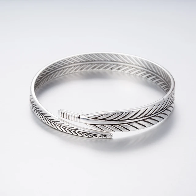 Oly2u Fashion Open Feather Cuff Bracelet Bangles For Women Vintage Oly2u Fashion Open Feather Cuff Bracelet Bangles For Women Vintage Retro