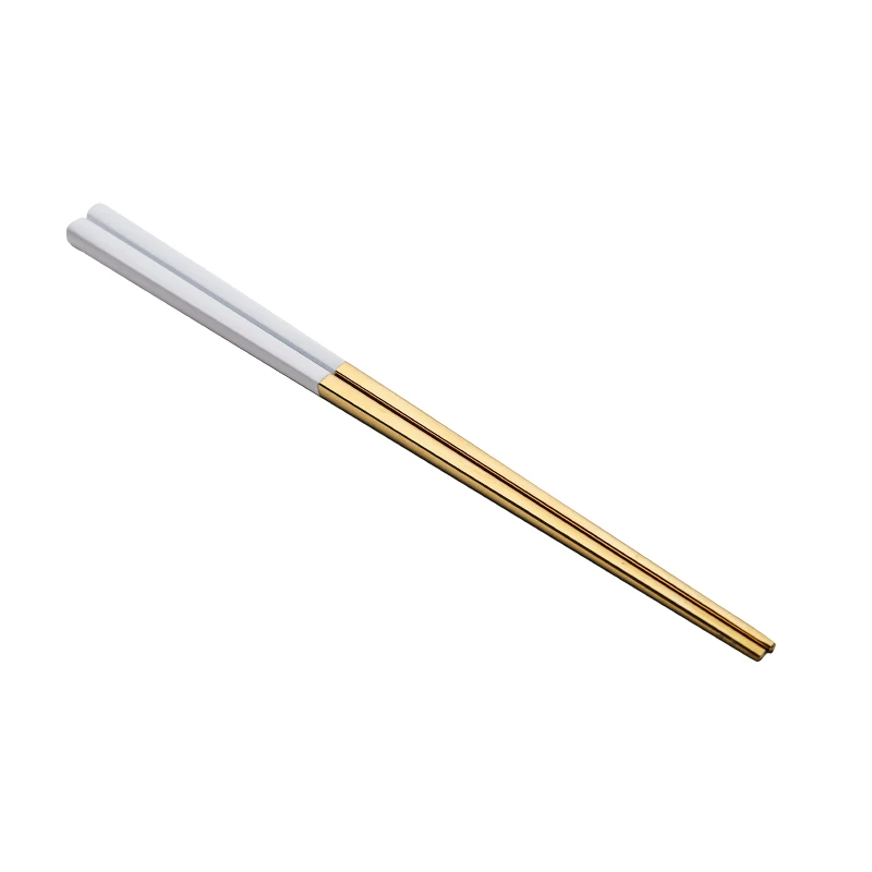 KuBac HoMmi 6 пар 304 нержавеющая сталь 23,5 см палочки для еды обеденный инструменты еды лапша квадратный посуда золото черный, розовый синий - Цвет: White-Gold