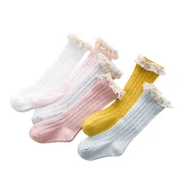 Free Shipping Children's Knee High Socks with Lace Cheap Stuff  Ruffle Socks Kid Princess Girls Baby Leg Warmers Cotton 1