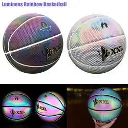 Светящийся уличный резиновый баскетбольный мяч ночной игровой поезд PU резиновый люминесцентный светящийся Радужный Свет детский
