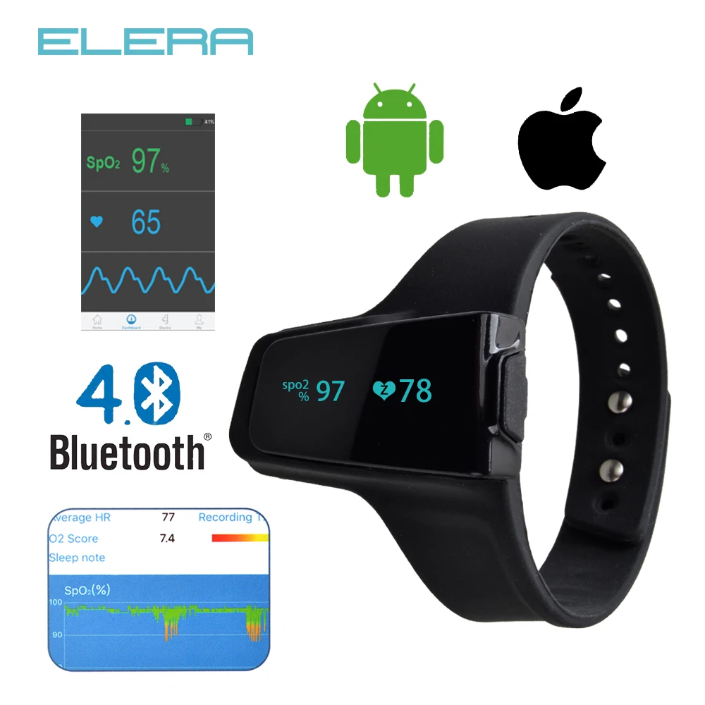 

ELERA Smart Wrist Portable OLED Oximeter Finger Pulse Oximeter With Bluetooth Sleep Monitoring Heart Beat Motion Pulsioximetro