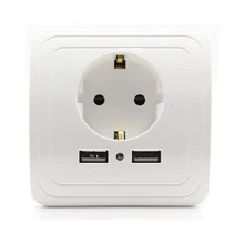 16А ЕС стандартная электрическая розетка с 1500mA двойной usb-порт для зарядки для мобильных розеток с заземлением