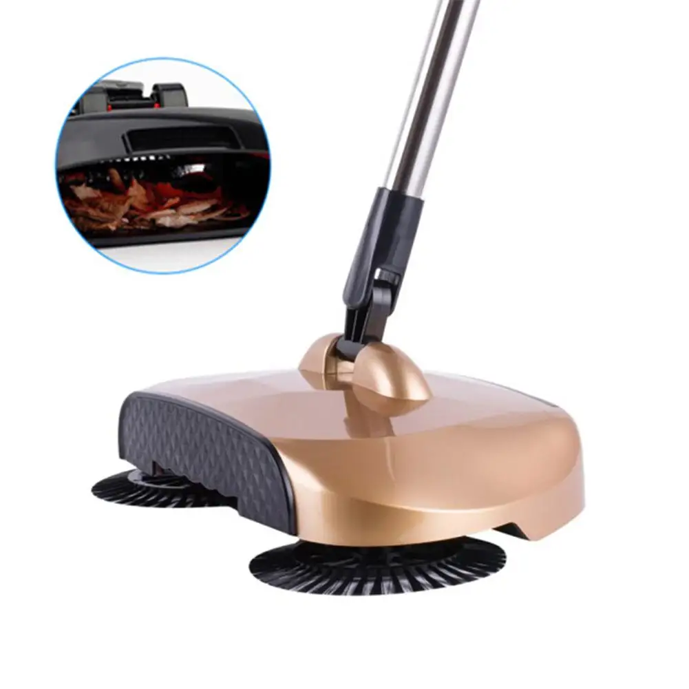 

Adeeing Hand Push Type Sweeping Machine Handhold Magic Broom Dustpan Mop Cleaning Tool with 1 Mop Cloth