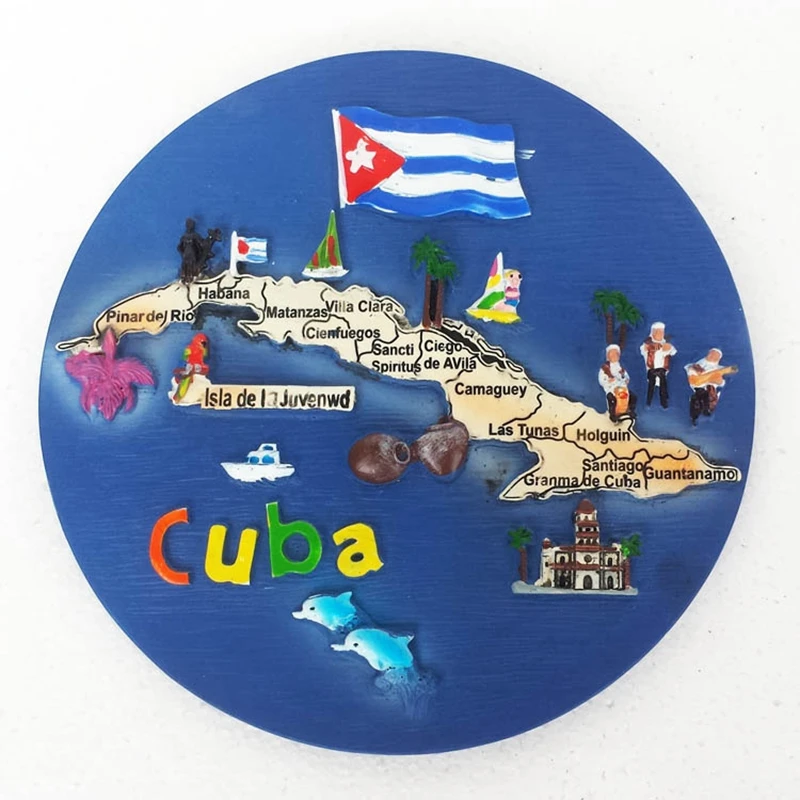 

High Quality Plato Mapa De Cuba Large Fridge Magnet World Tourism Souvenirs Refrigerator Magnetic Stickers Home Decortion