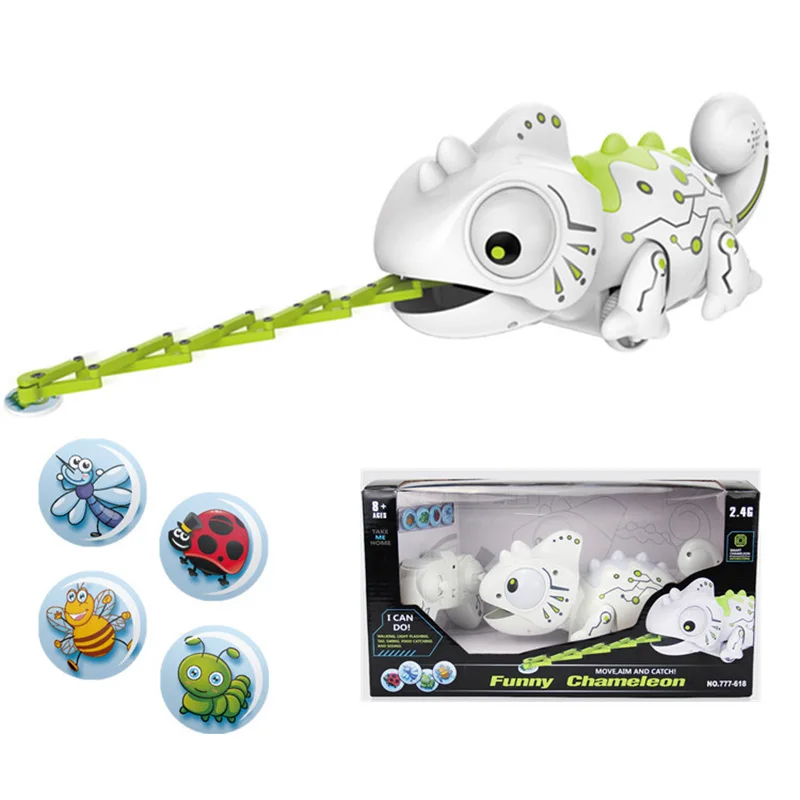 RC Cabrite Intelligent Robot Animal Chameleon Walk Eat Electronic Lizard Pets Remote Control Electric Toys Kids Birthday Gift