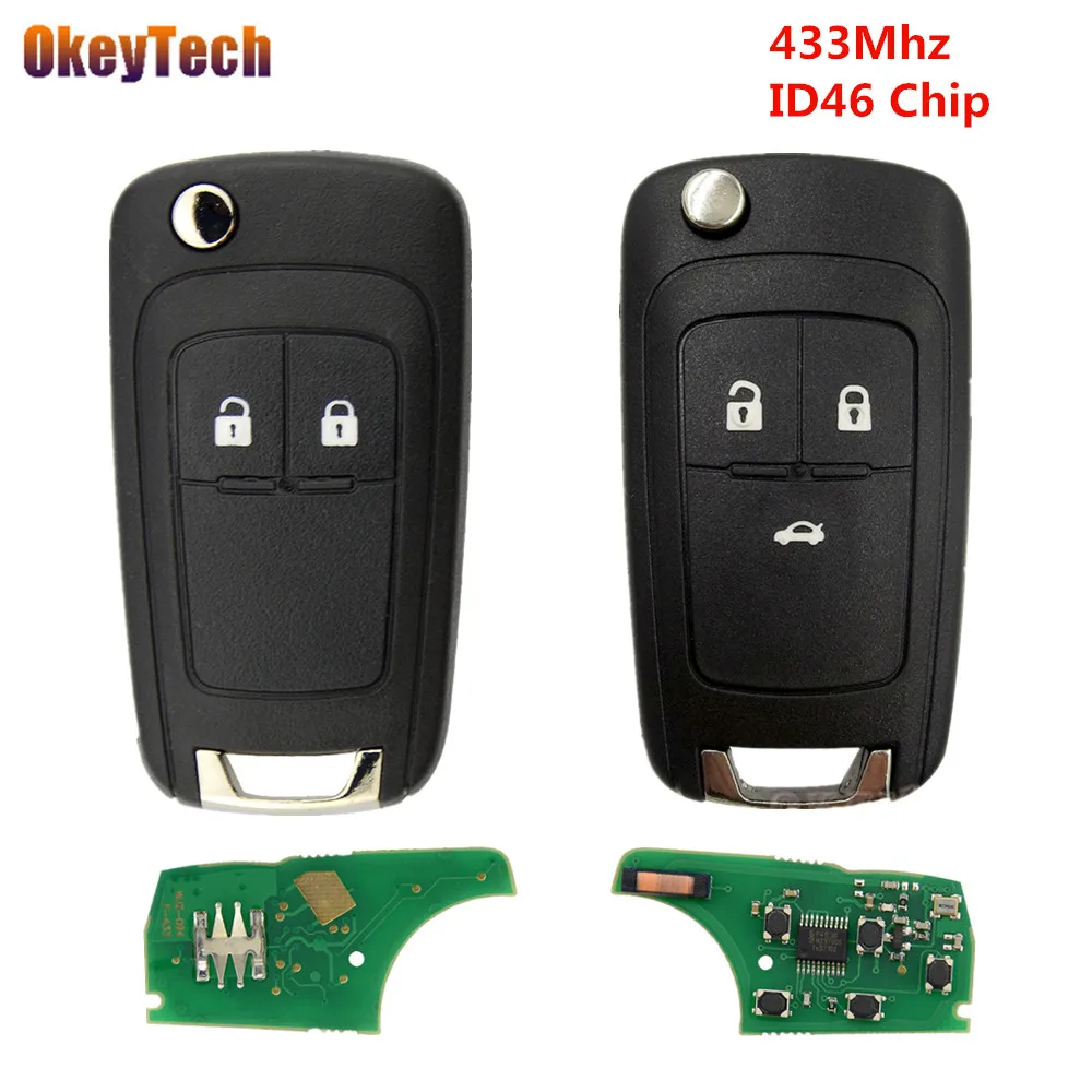 Okeytech 2 3 кнопки 433 МГц ID46 чип Складной автомобильный дистанционный ключ для Vauxhall Opel