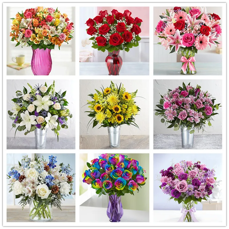 

5D DIY diamond flower vase cross stitch diamond embroidery mosaic home decoration