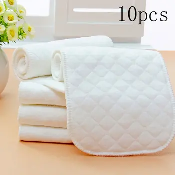 

100% Brand New 10 Pieces Reusable Pure Cotton Baby Cloth Diaper Nappy Liners Insert 3 Layers