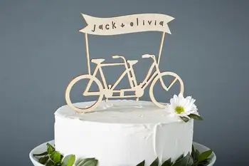 

Bicycle Cake Topper - Birch Lasercut Cake Topper Custom Wedding Cake Topper Tandem Bike Wedding Cake Topper