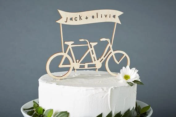 自転車ケーキトッパー 白樺 Lasercut ケーキトッパーカスタムウエディングケーキトッパータンデム自転車の結婚式のケーキトッパー ケーキデコレーション用品 Aliexpress