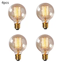 4 шт./лот ретро лампы 40Вт E27 теплый белый ретро диммируемая G80 декоративная лампа накаливания Винтаж лампа накаливания Эдисона свет 220-240 V