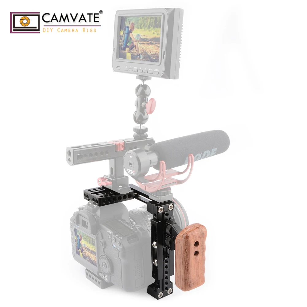 CAMVATE Dual-use Adjustable Cage with Wooden Handgrip C1723 camera photography accessories